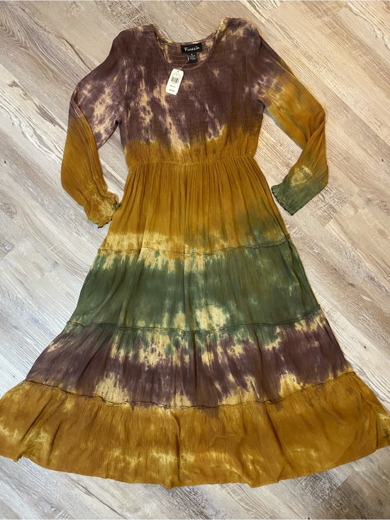 Frazzle Dresses & Skirts - Boho Hippie Maxi Dress Tie Dye Peasant Fall Autumn Woman's  M (Cracker Barre
